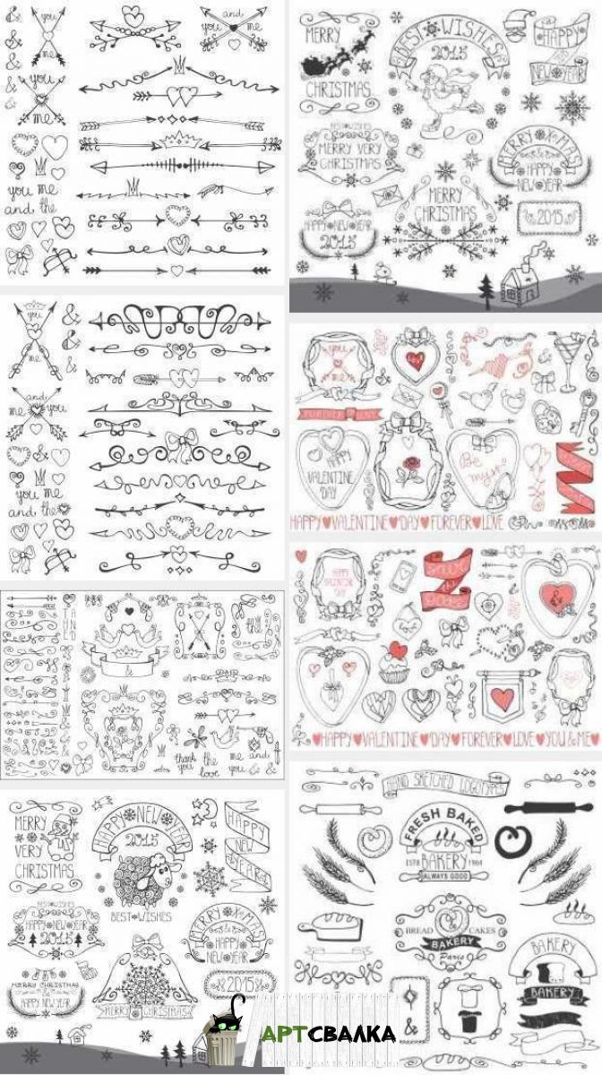 Рисованные элементы клипарт | Hand-drawn elements clipart